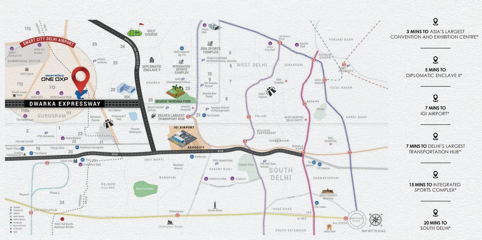Smartworld One DXP location map Sector 113 Dwarka Expressway Gurgaon