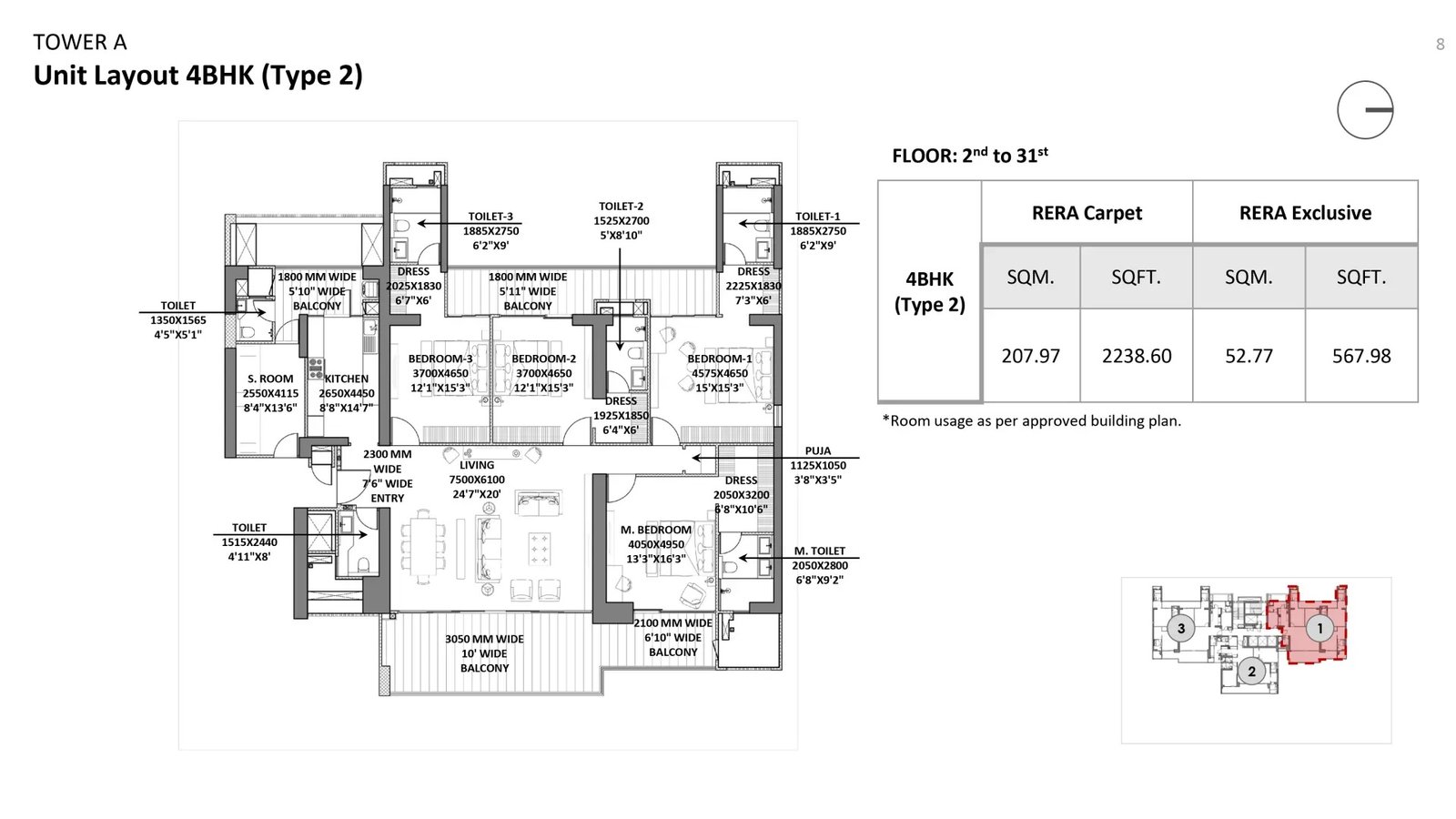 Godrej Miraya floor plan 3 BHK 4 BHK modern layout balcony workspace