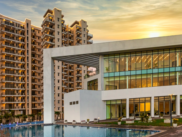 Modern residential skyline of Gurugram with premium apartments and real estate projects