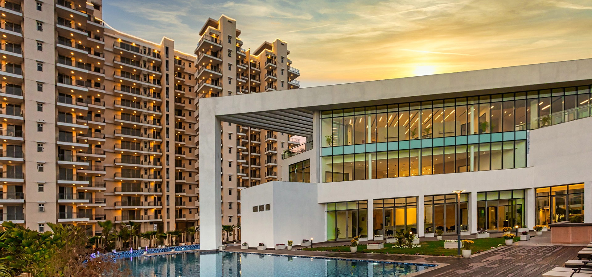 Modern residential skyline of Gurugram with premium apartments and real estate projects