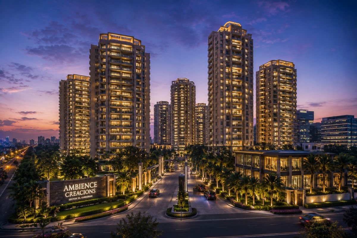 Ambience Creacions Sector 22 Gurgaon illuminated luxury skyline view