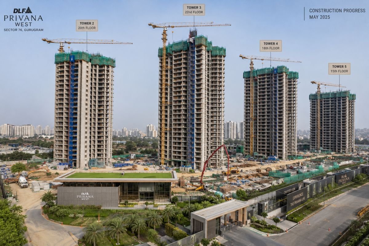 Construction progress at DLF Privana West Sector 76 Gurgaon
