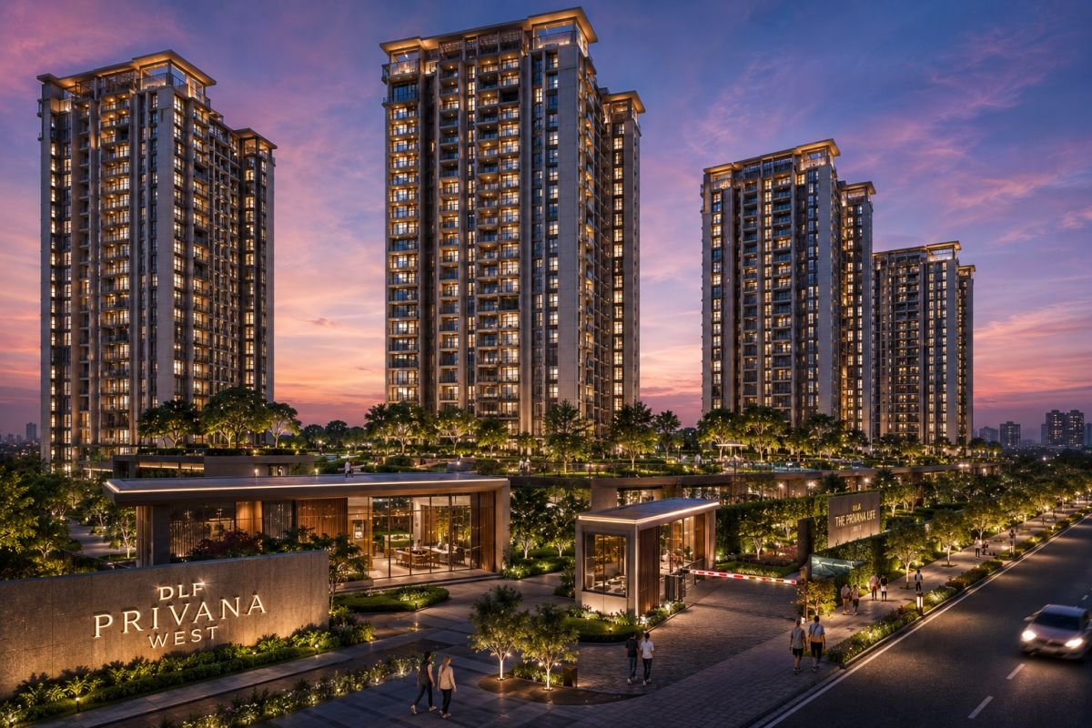 Evening skyline view of DLF Privana West Gurgaon