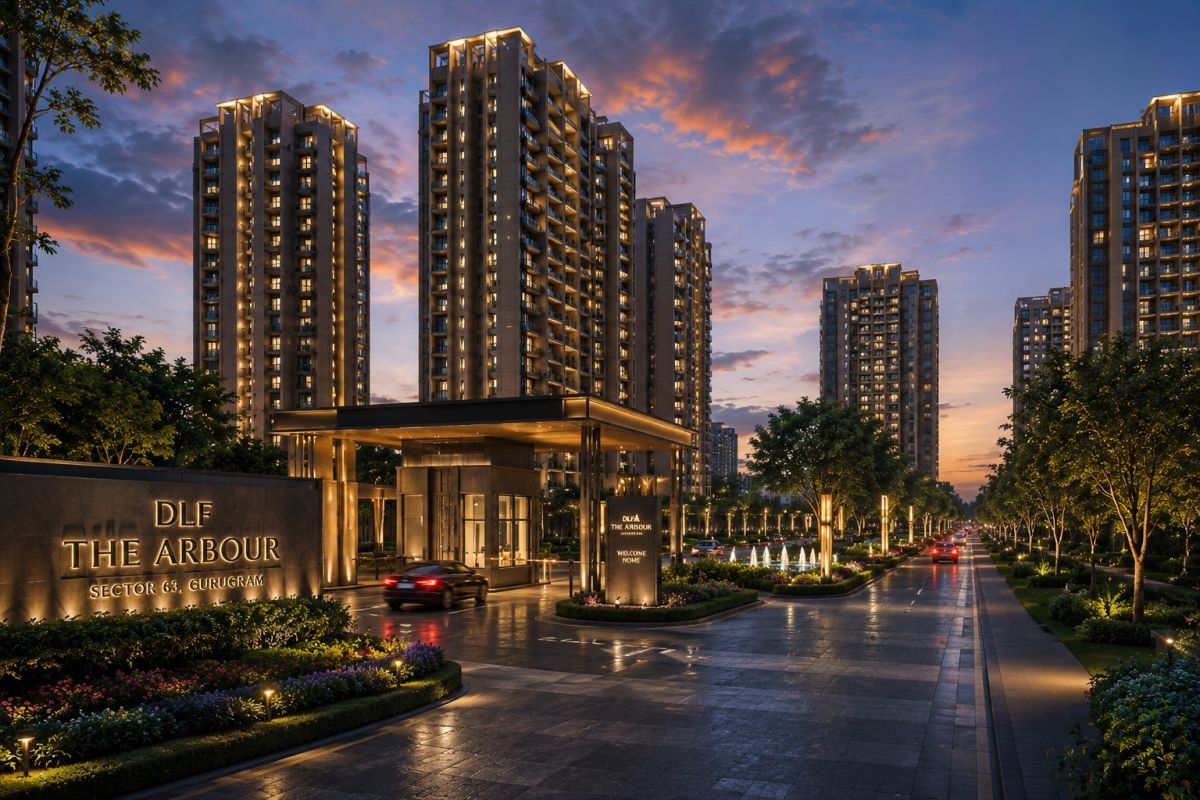 DLF The Arbour Gurgaon evening skyline view