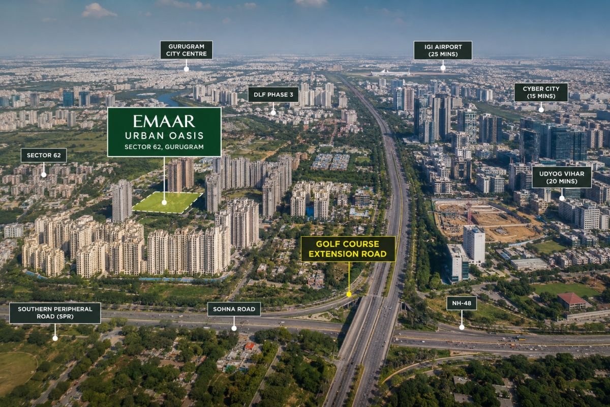 Emaar Urban Oasis location on Golf Course Extension Road Gurgaon