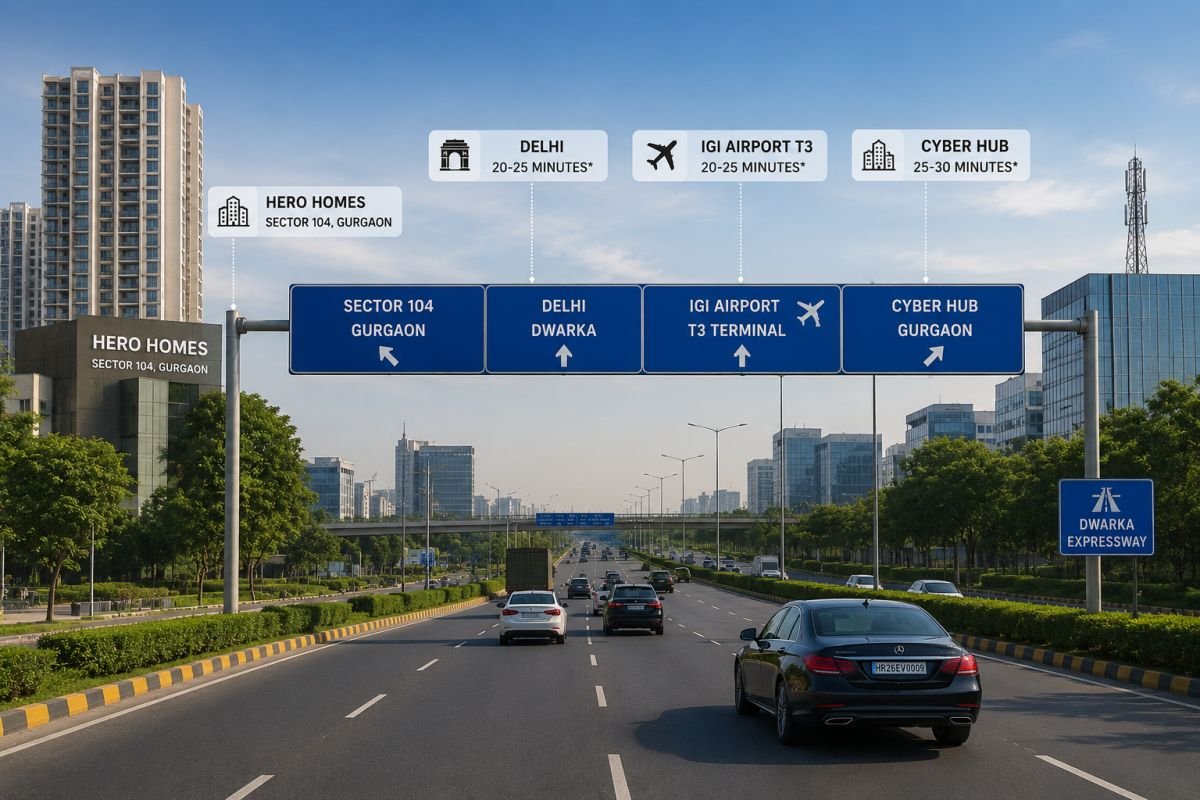 Hero Homes Sector 104 Dwarka Expressway connectivity and location advantages