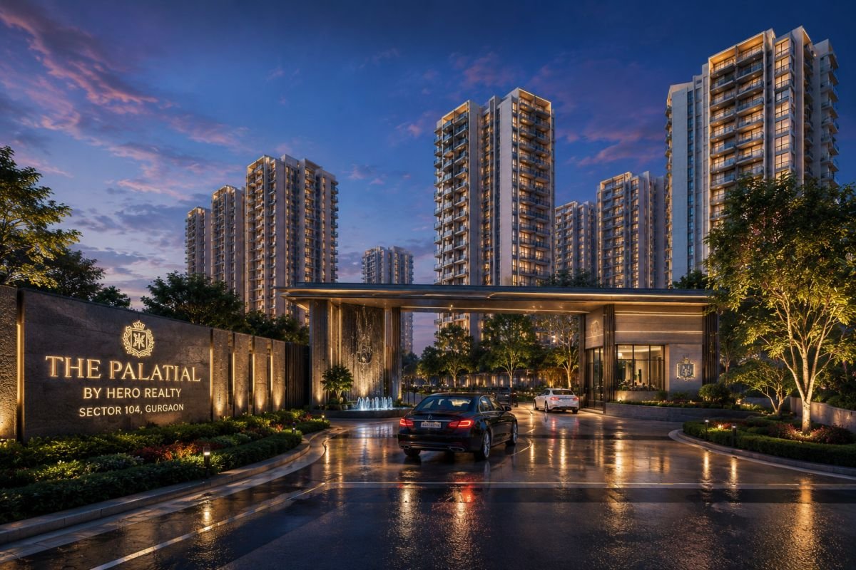Evening skyline view of Hero Realty The Palatial Sector 104 Gurgaon