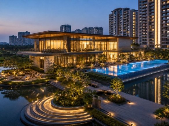 Luxury waterfront amenities at Krisumi Waterside Residences Gurgaon