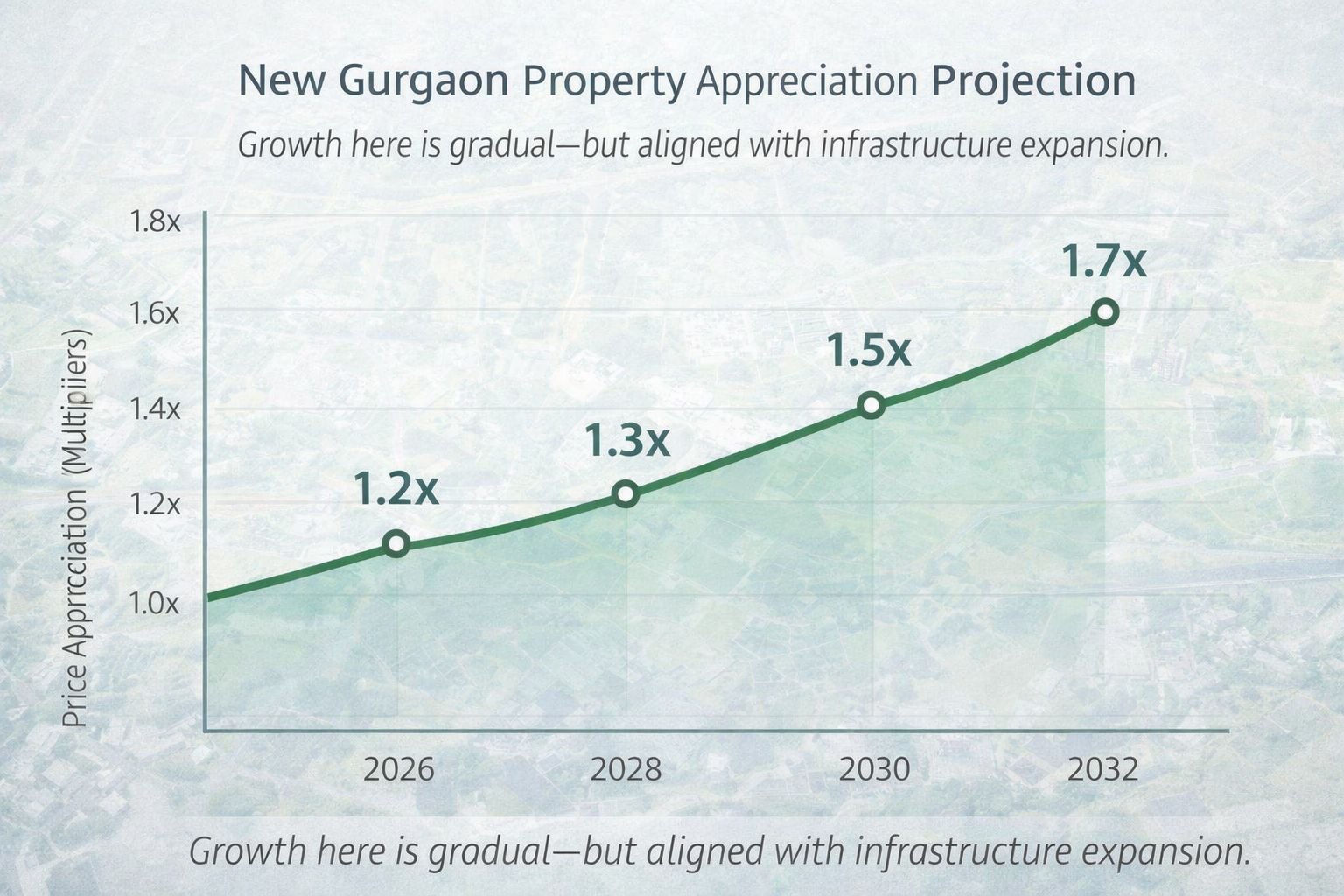 New Gurgaon property appreciation projection graph 2026 to 2032