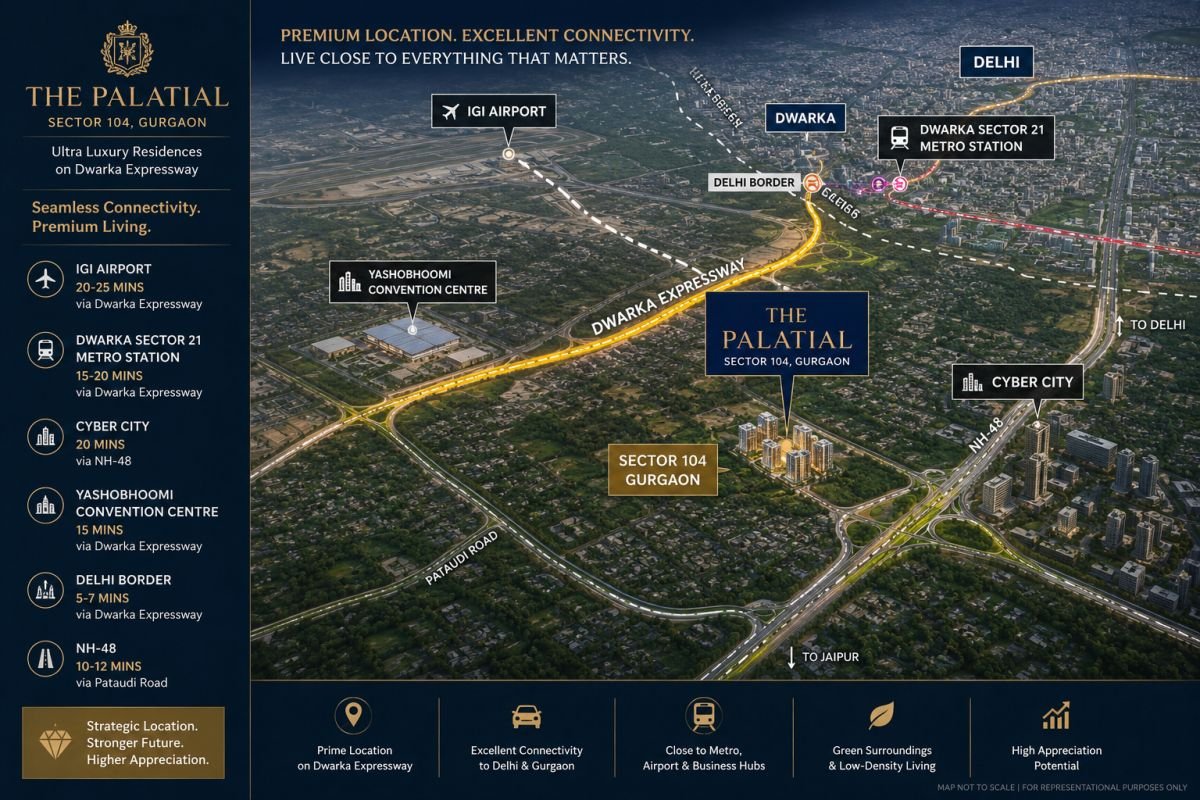 Sector 104 Gurgaon connectivity near Dwarka Expressway and Delhi border