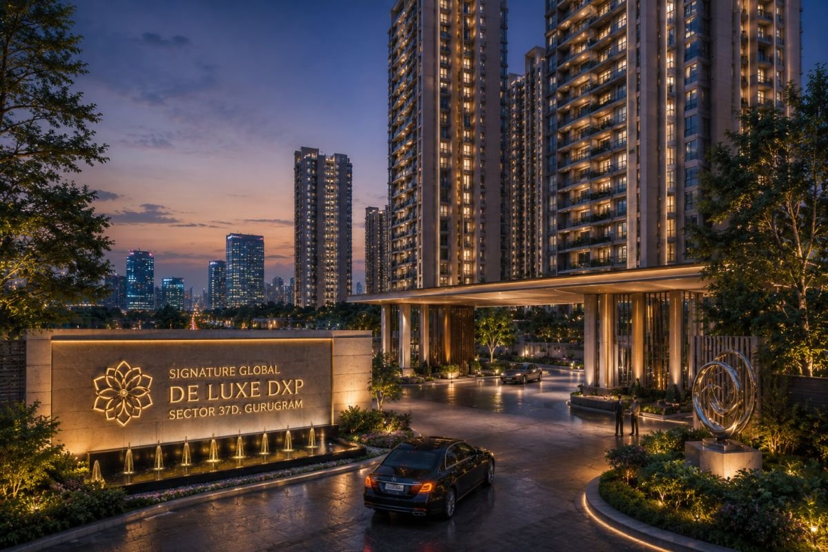 Evening skyline view of Signature Global De Luxe DXP Sector 37D Gurgaon
