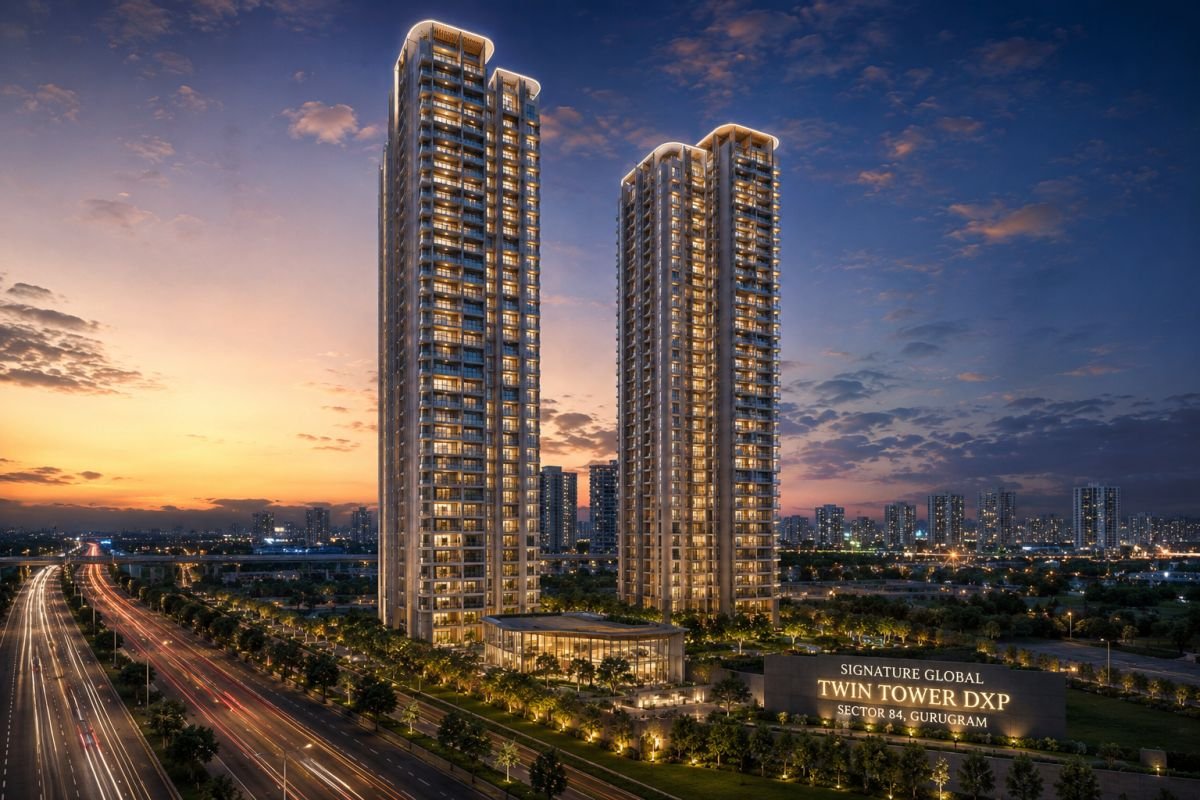 Signature Global Twin Tower DXP skyline view in Sector 84 Gurgaon