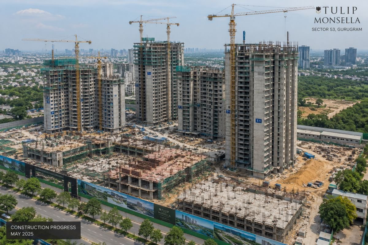 Tulip Monsella construction progress in Sector 53 Gurgaon