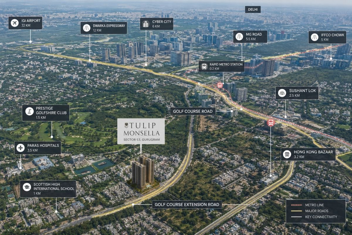 Tulip Monsella Sector 53 location and connectivity advantages