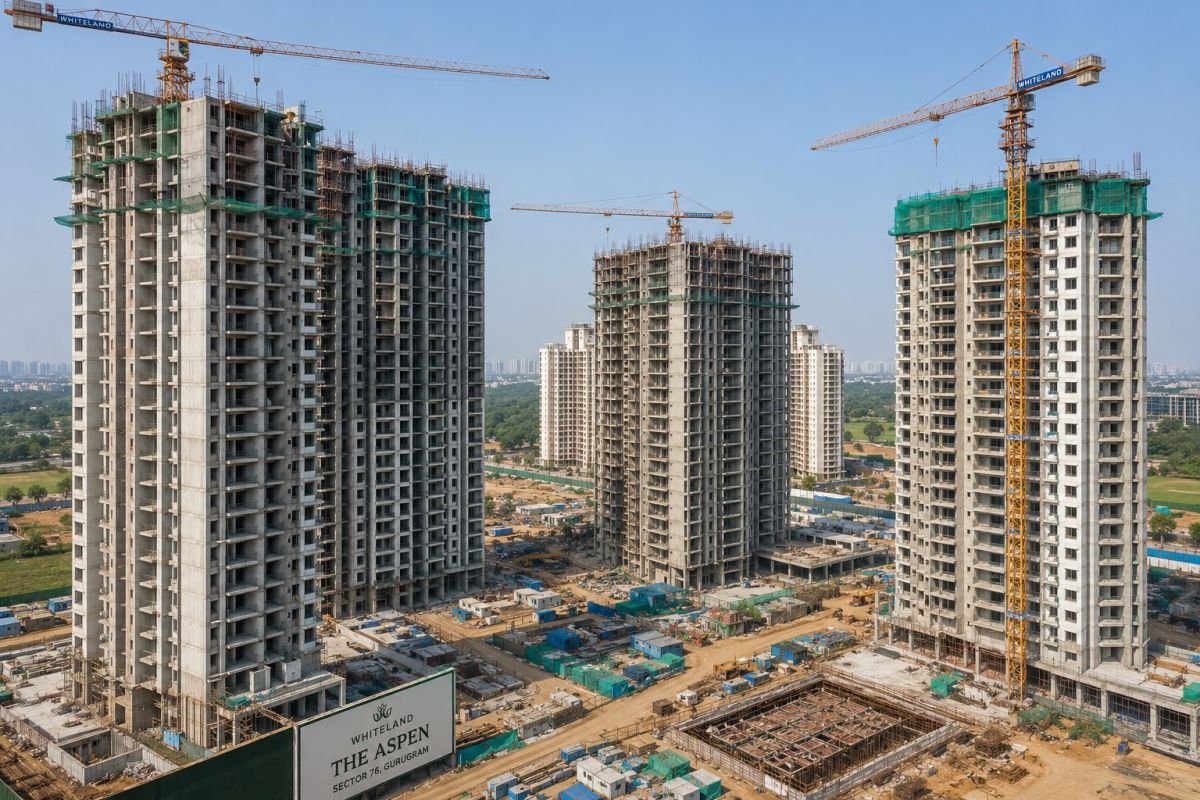 Construction progress of Whiteland The Aspen Gurgaon