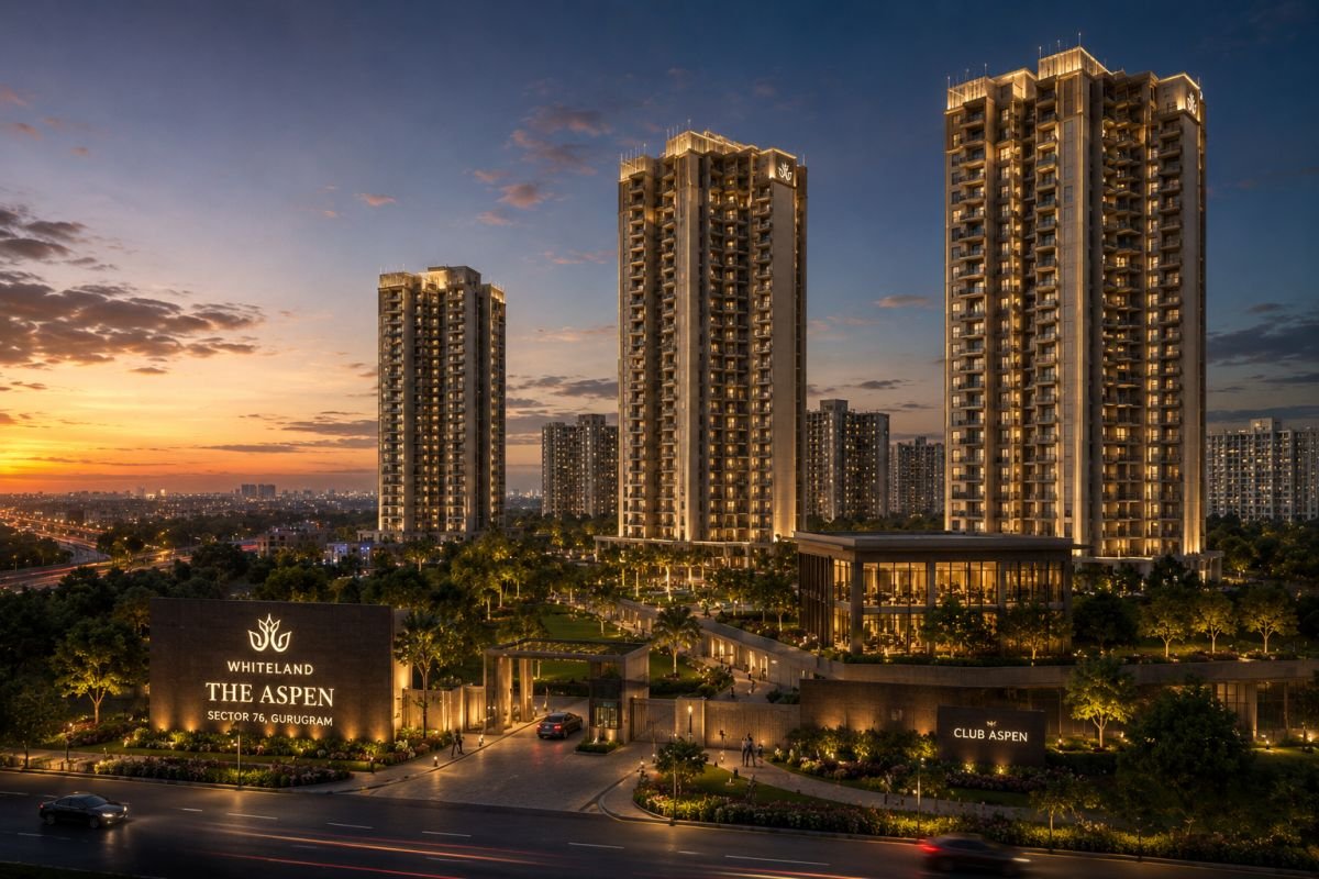 Evening skyline view of Whiteland The Aspen Sector 76 Gurgaon