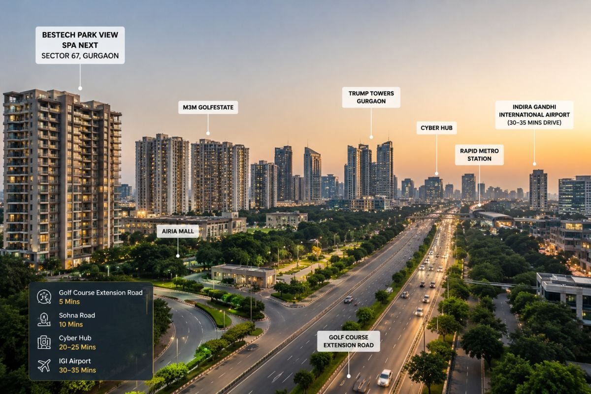 Connectivity from Bestech Park View Spa Next to Golf Course Extension Road and Cyber Hub