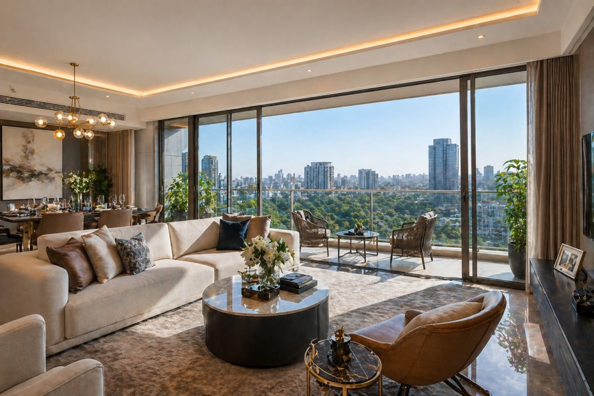 luxury apartment interior Central Park Resorts Gurgaon balcony view