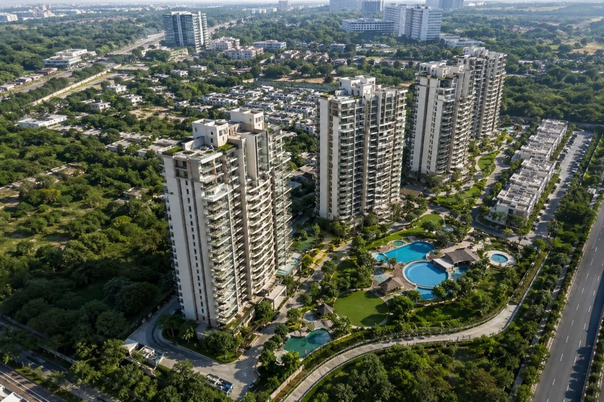 Central Park Resorts Sky Villas Gurgaon aerial view low density luxury project