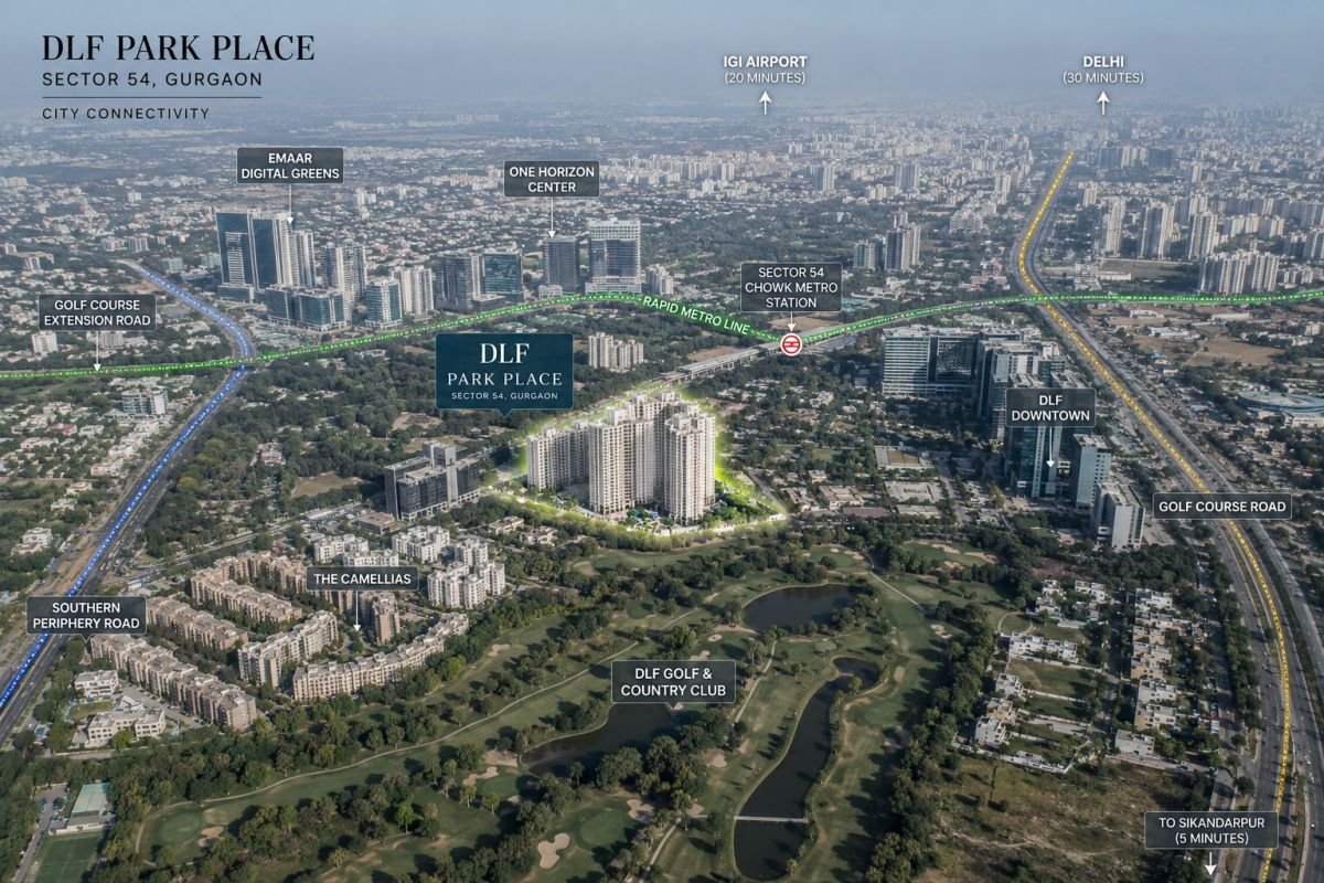 DLF Park Place Golf Course Road location connectivity