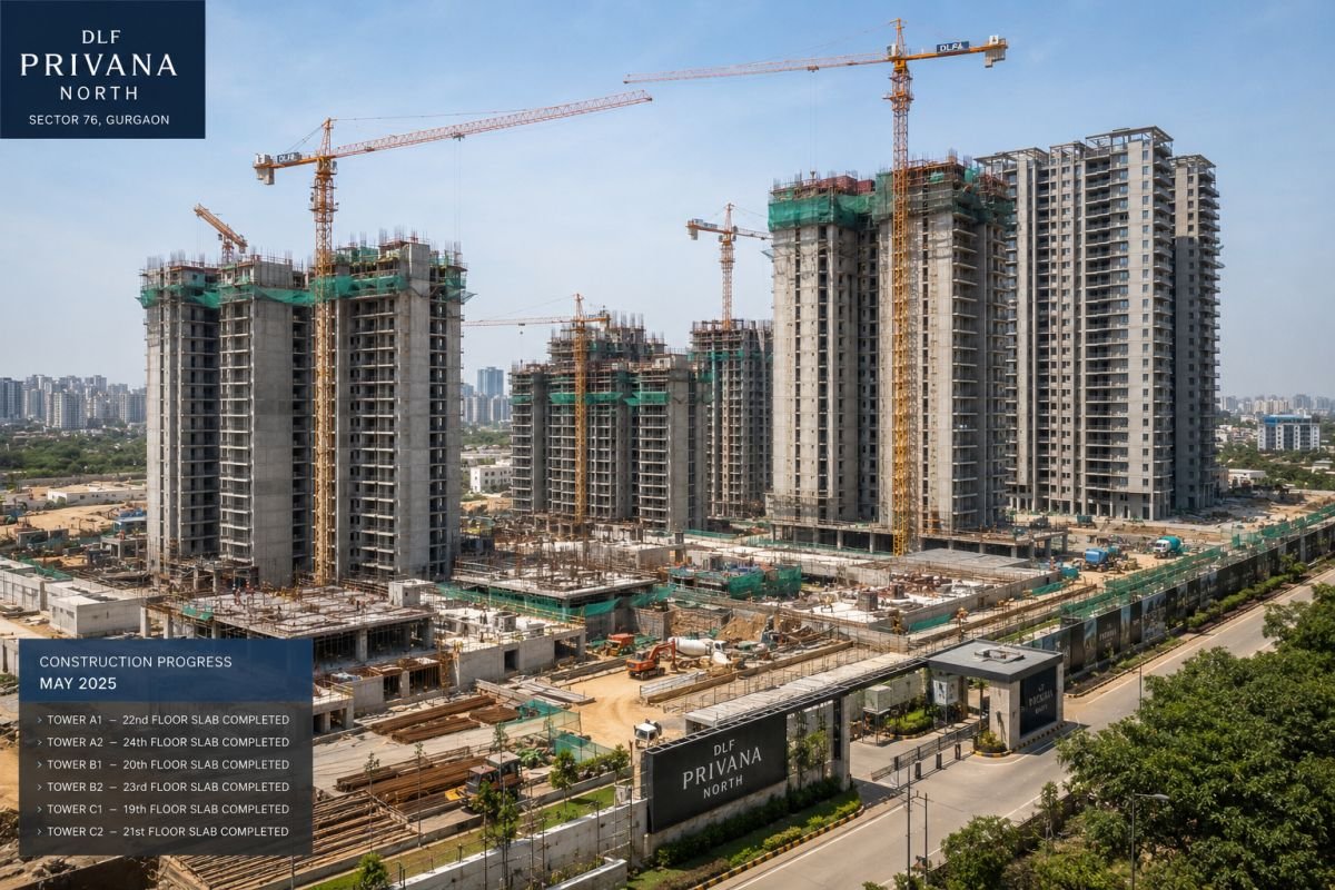 Construction progress at DLF Privana North Sector 76 Gurgaon