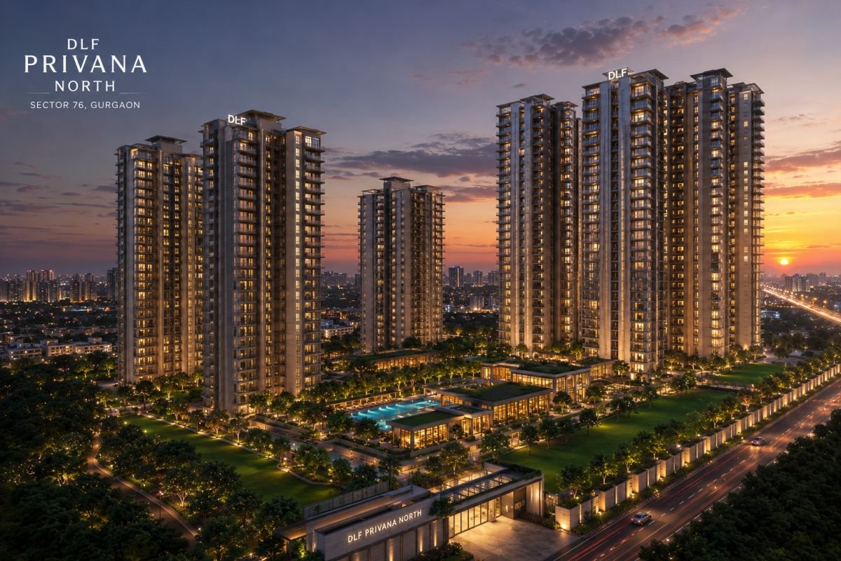 Evening skyline view of DLF Privana North Gurgaon