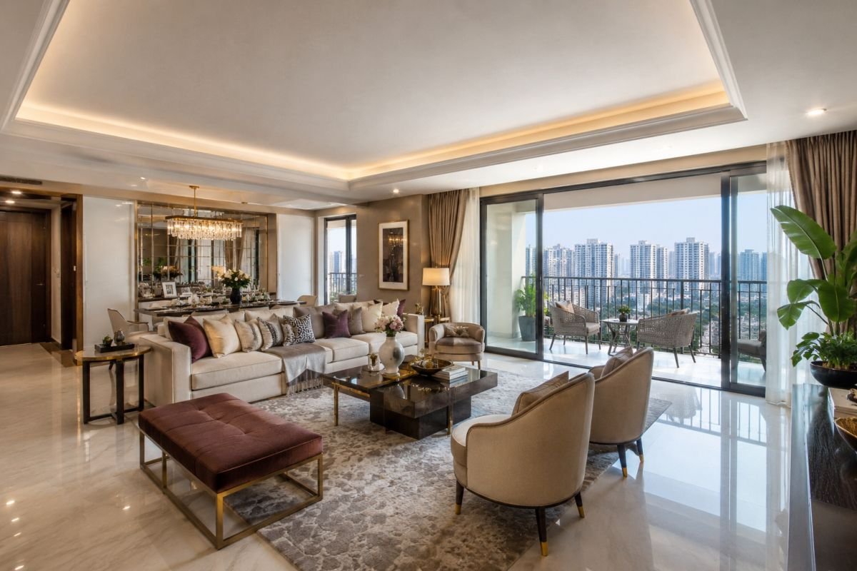 Spacious living room and balcony at DLF Regal Gardens Gurgaon