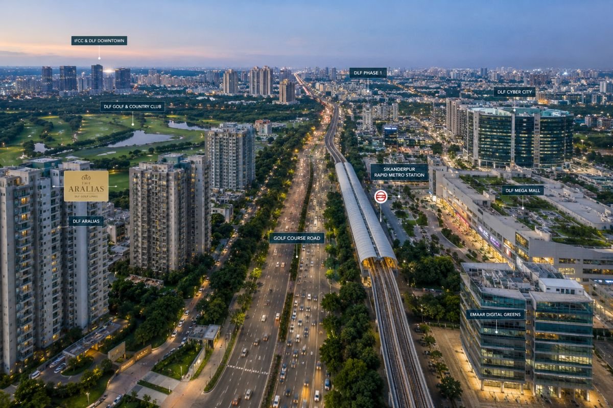 DLF The Aralias location on Golf Course Road Gurgaon
