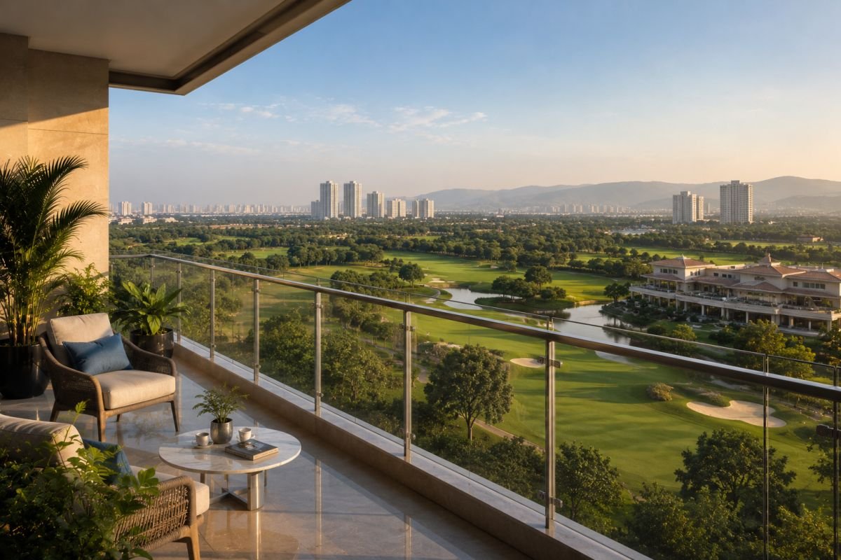 Golf course and green landscape views from DLF The Aralias