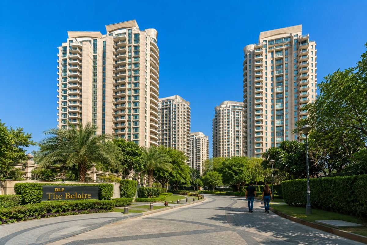 Exterior view of DLF The Belaire Gurgaon apartments