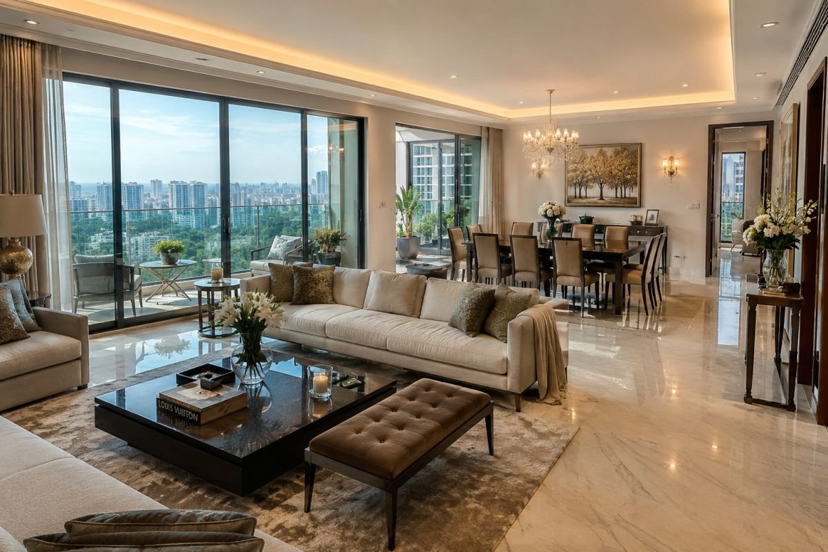 Spacious luxury apartment interior at DLF The Belaire Gurgaon