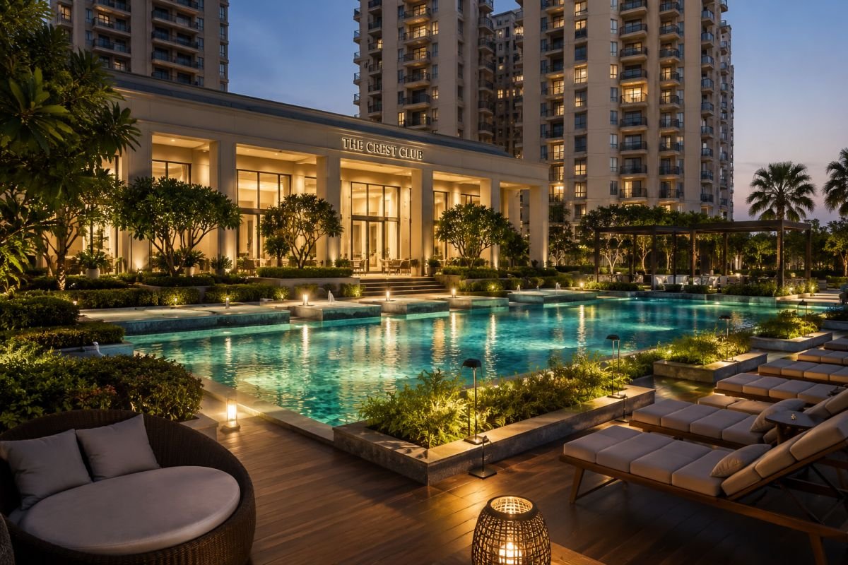 Clubhouse and swimming pool at DLF The Crest Gurgaon