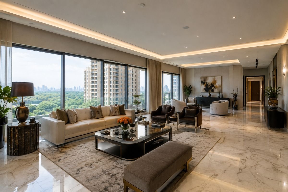 Luxury apartment interior at DLF The Crest Gurgaon