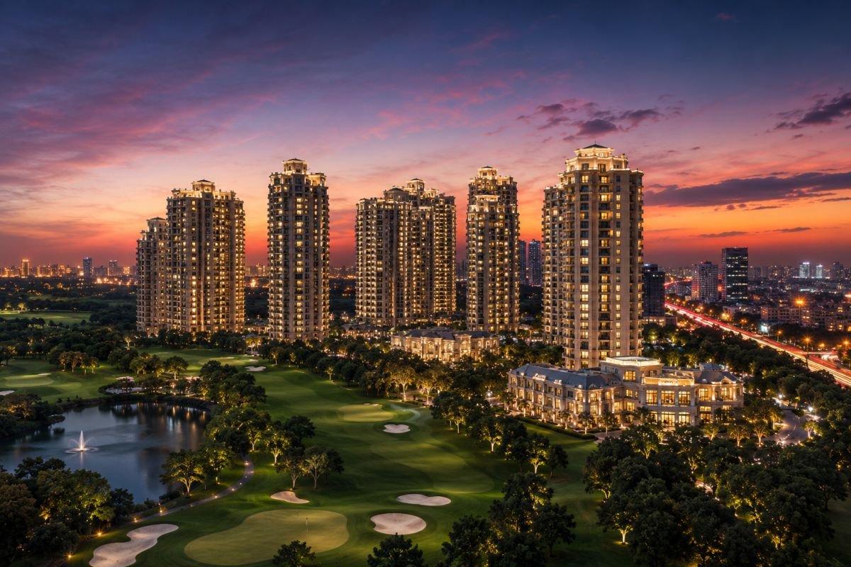 DLF The Magnolias Gurgaon evening skyline view
