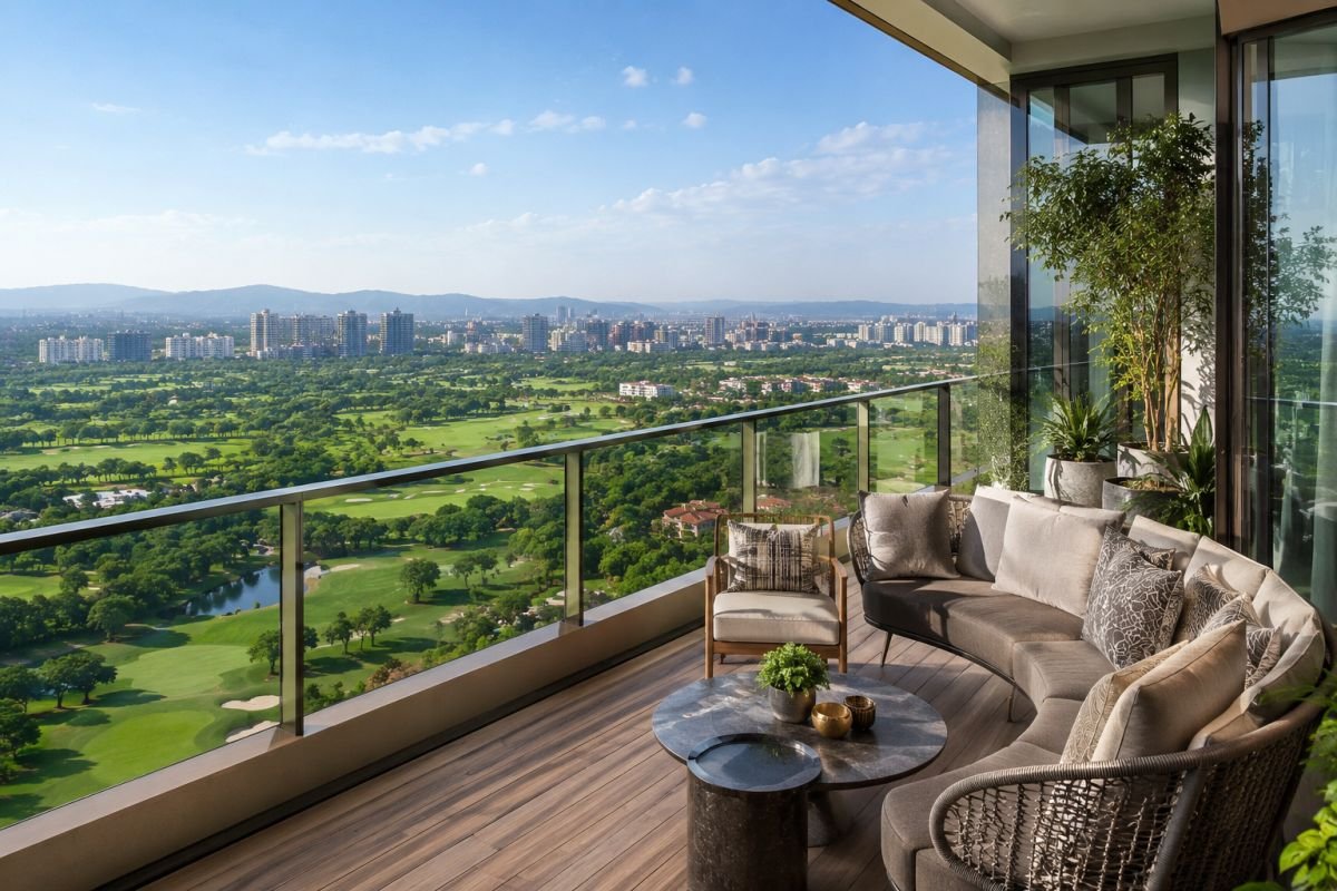 Luxury balcony view from DLF The Magnolias Gurgaon