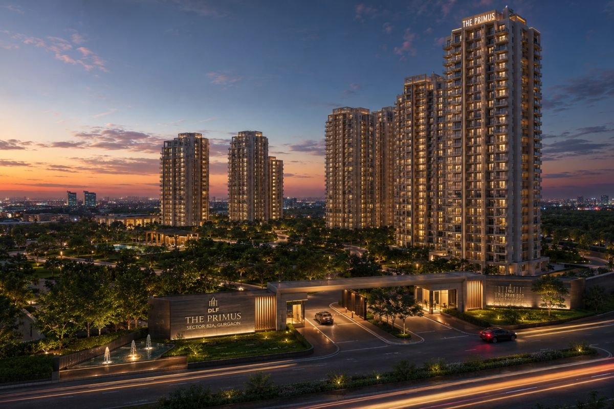 Evening skyline view of DLF The Primus Gurgaon
