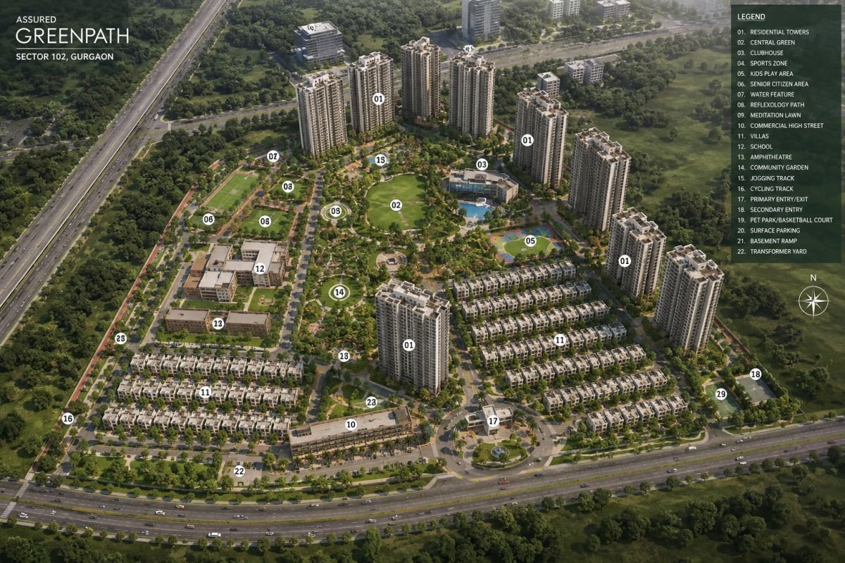 DLF The Skycourt master plan and landscaped open spaces