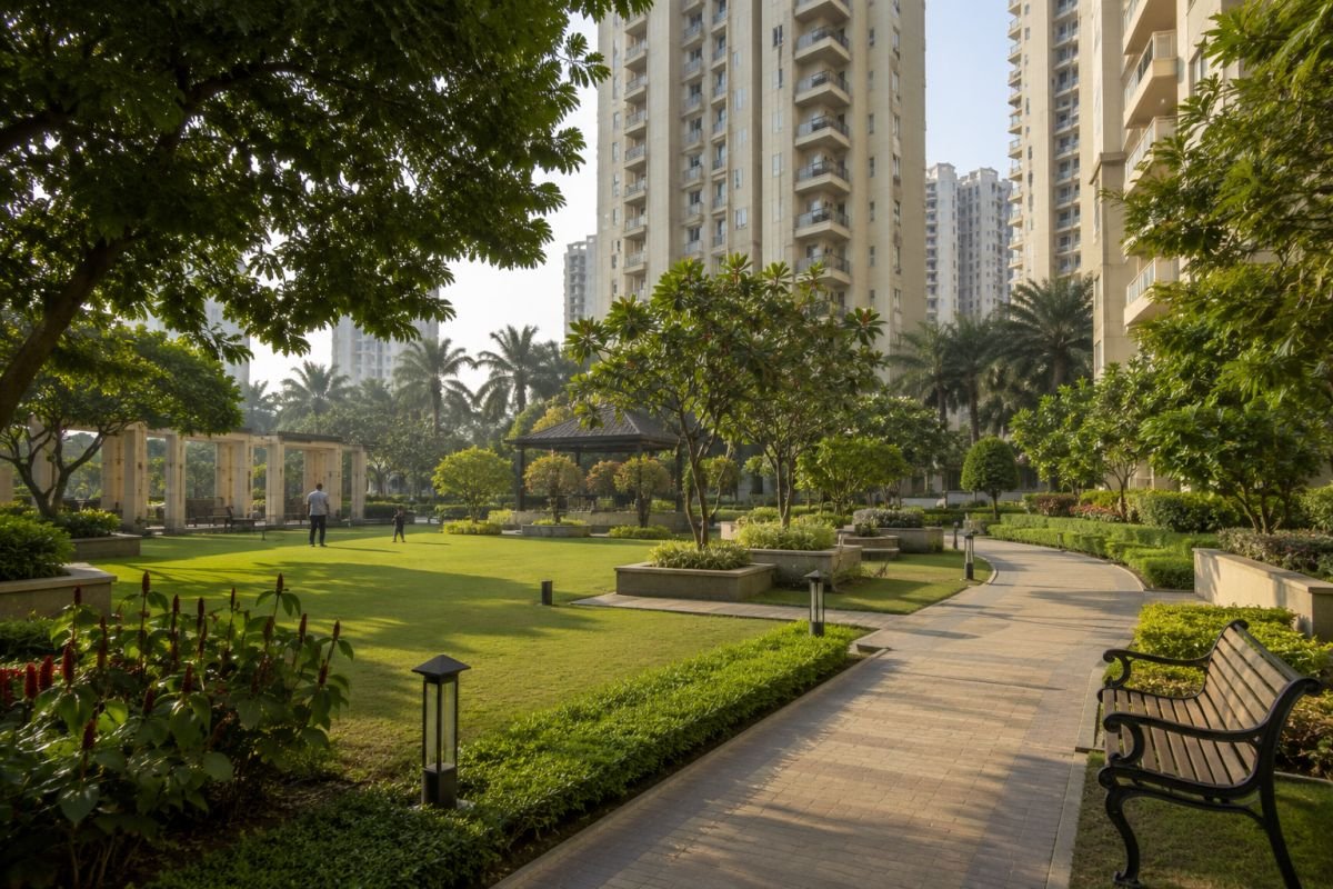Landscaped green spaces and low-density living at DLF The Ultima Gurgaon