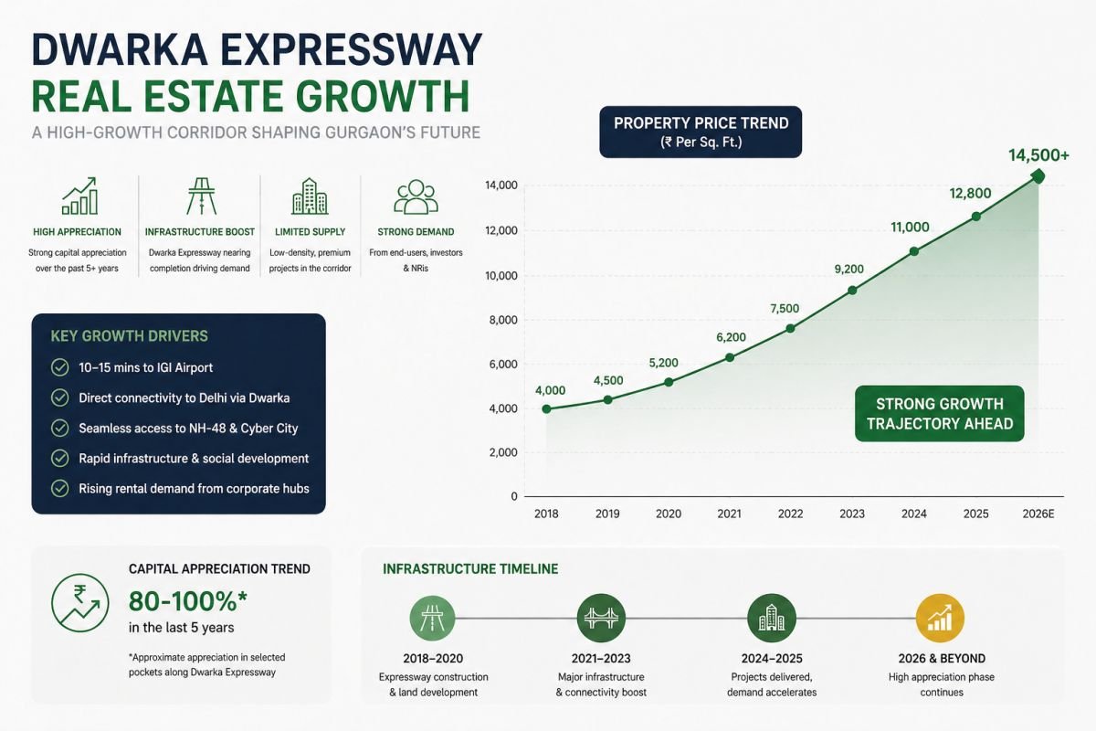 Dwarka Expressway property price growth trend Gurgaon real estate investment