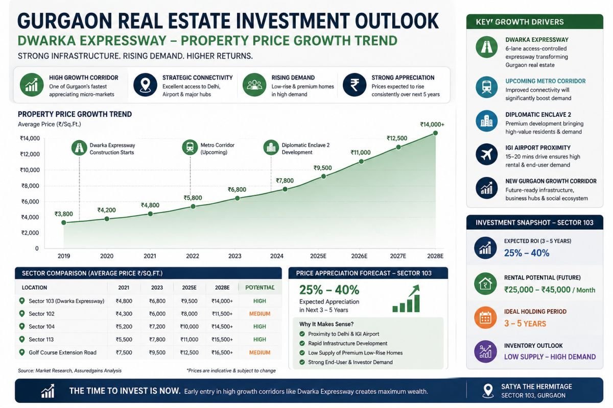 Dwarka Expressway property price growth trend Gurgaon real estate investment ROI