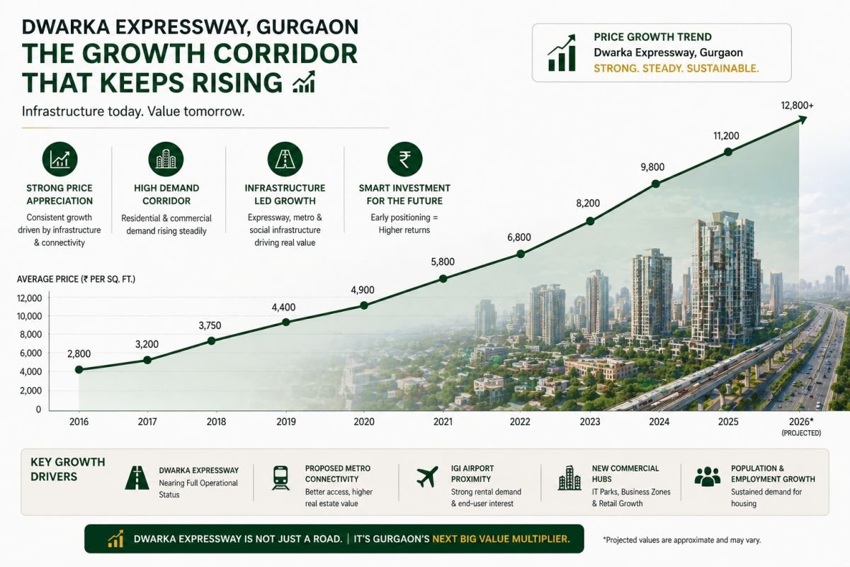 Dwarka Expressway property investment growth graph Gurgaon real estate appreciation