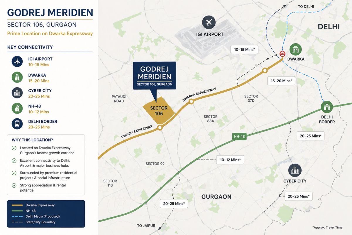 Sector 106 Gurgaon location map Dwarka Expressway connectivity IGI Airport