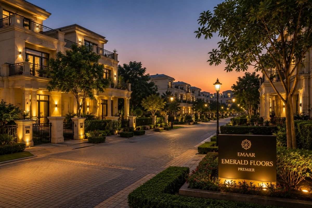 Evening view of Emaar MGF Emerald Floors Premier low-rise community Gurgaon