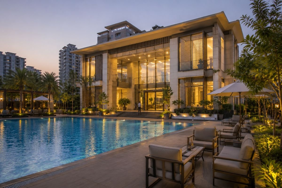 Clubhouse and swimming pool inside Emaar Emerald Hills Gurgaon
