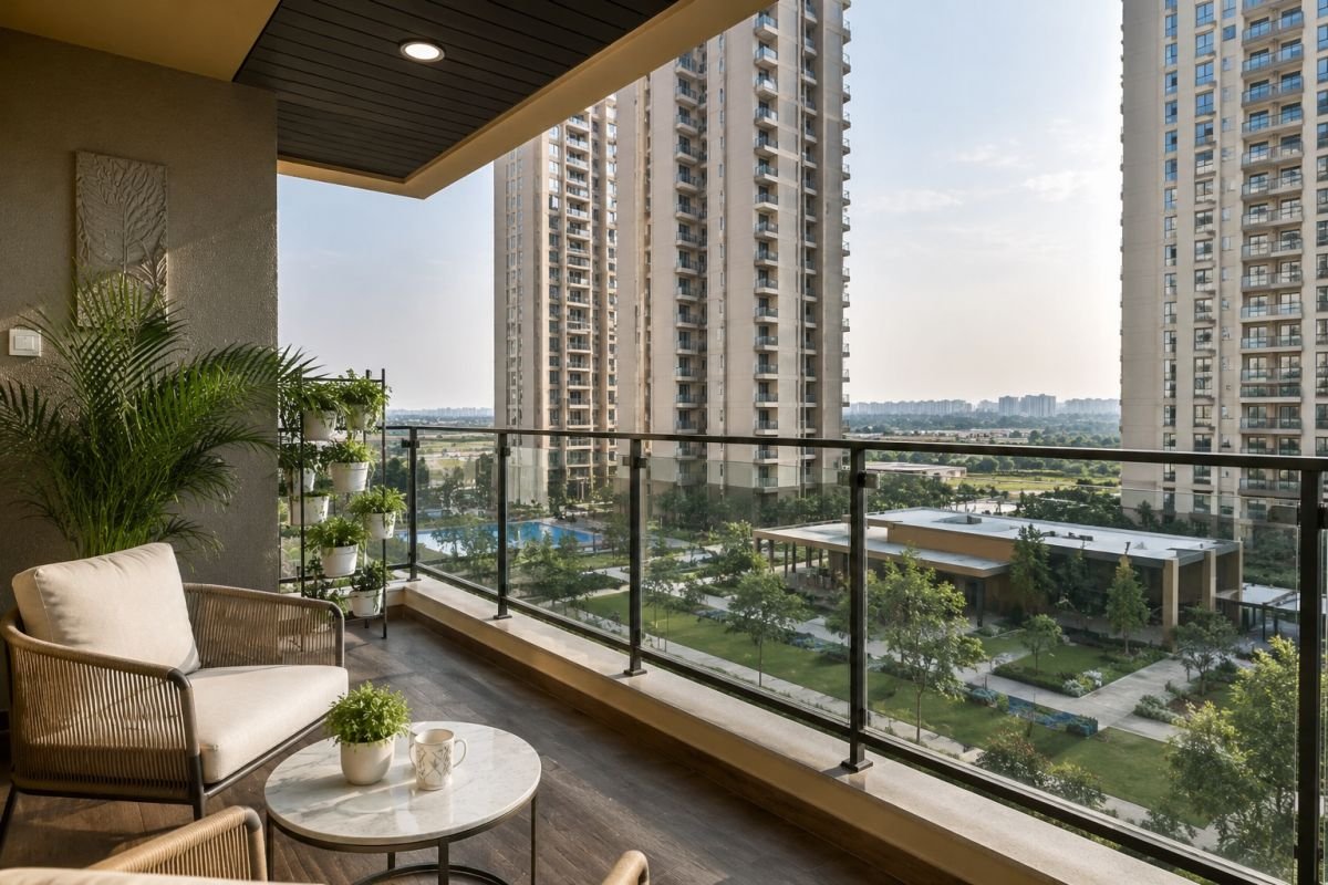 Spacious balcony and open apartment layout at Emaar Imperial Gardens Gurgaon