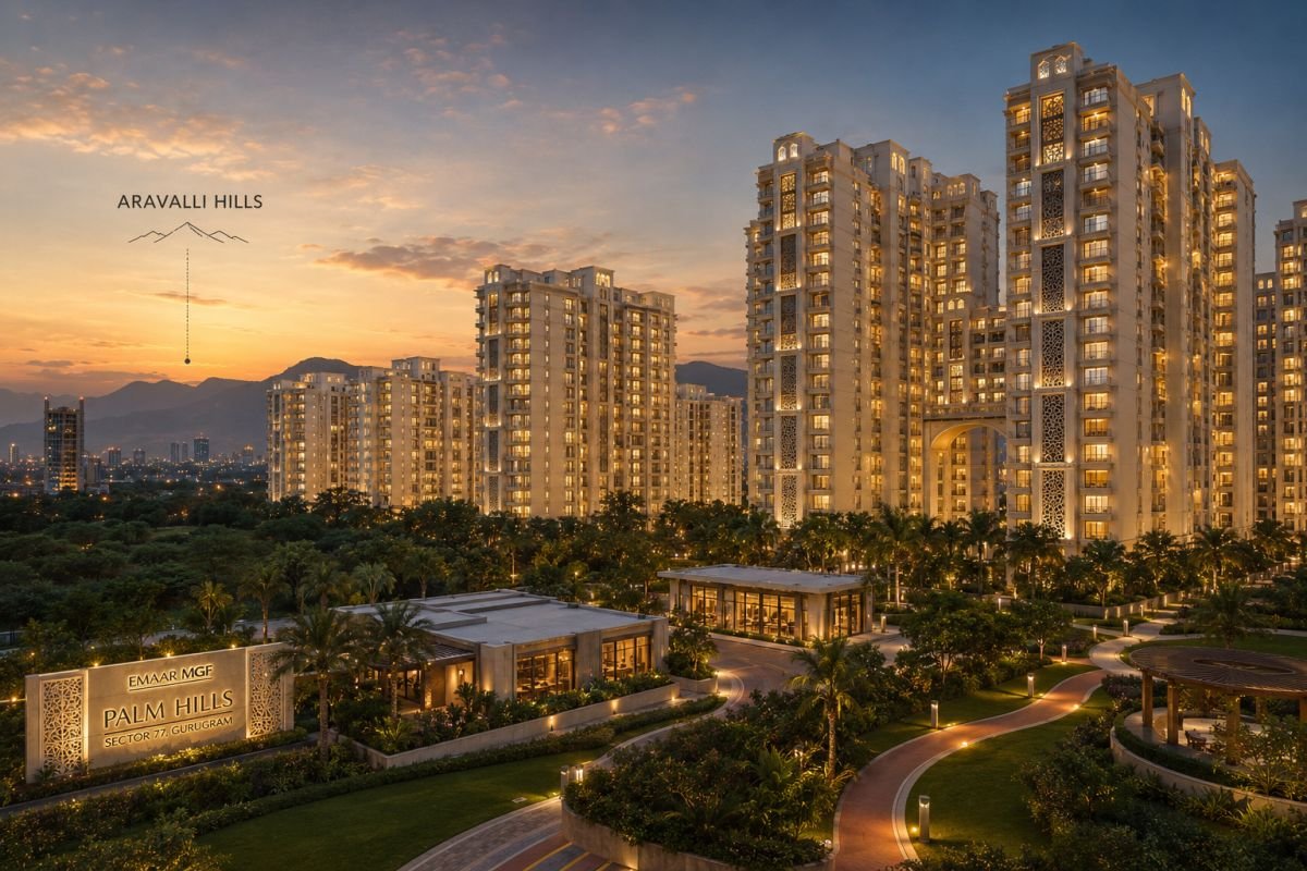 Evening skyline view of Emaar MGF Palm Hills Gurgaon