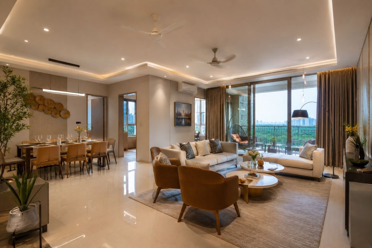 Spacious living room at Emaar MGF Palm Hills Gurgaon