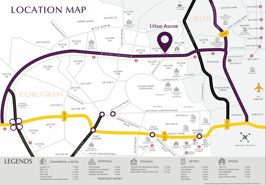 Emaar Urban Ascent location map Dwarka Expressway Sector 112 Delhi connectivity