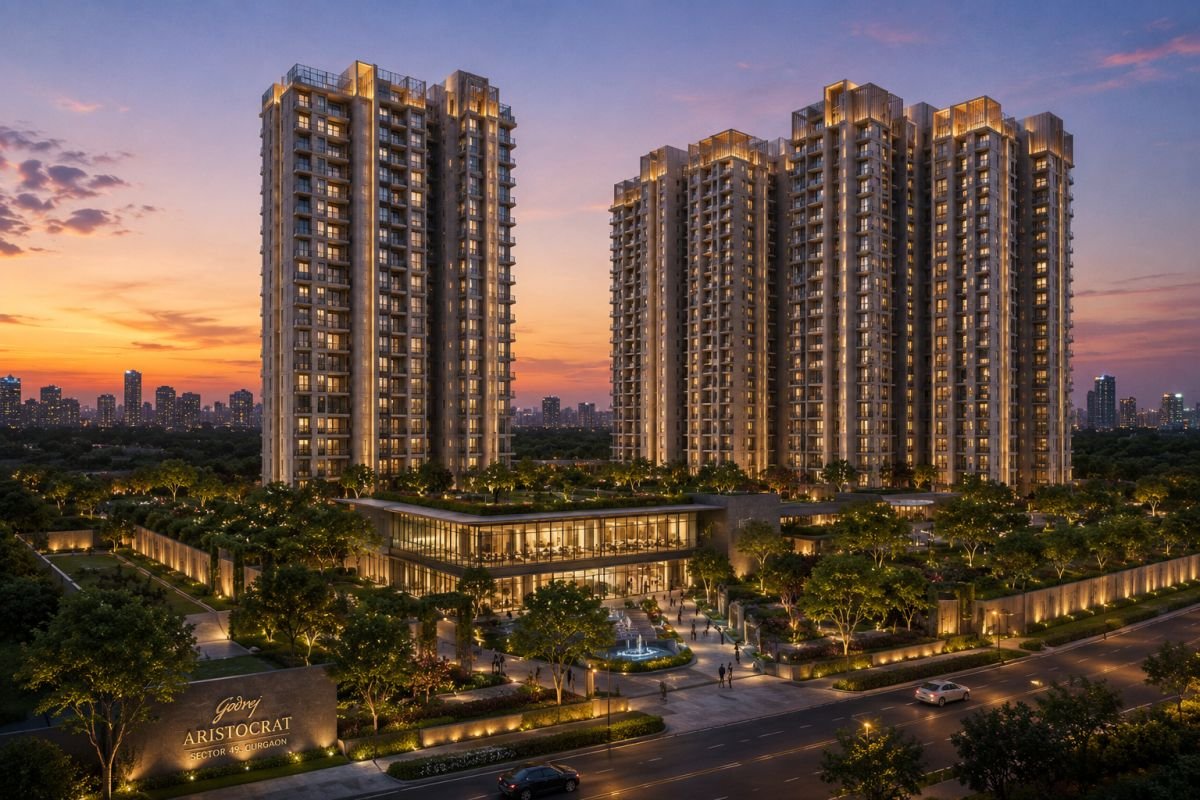 Godrej Aristocrat Gurgaon evening skyline view