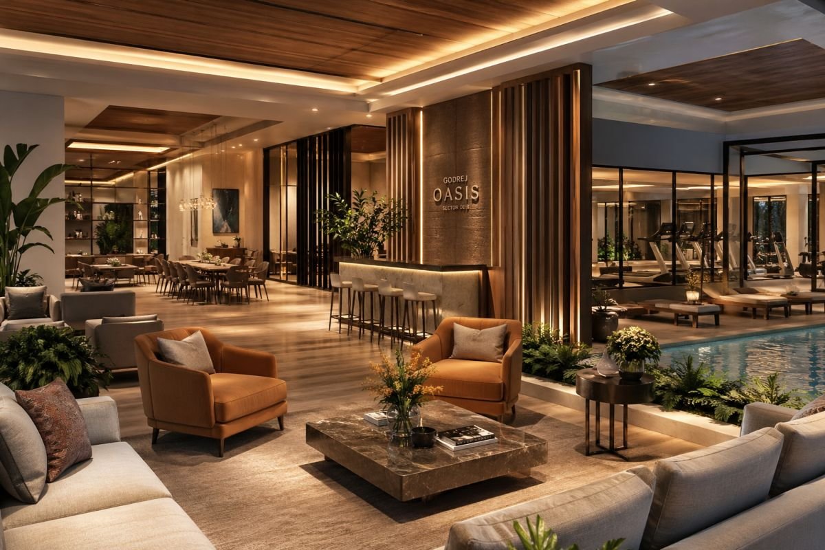 Godrej Oasis clubhouse interior modern amenities Gurgaon